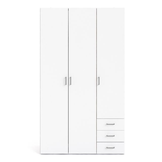 Space Wardrobe 3 Doors 3 Drawers in White 2001