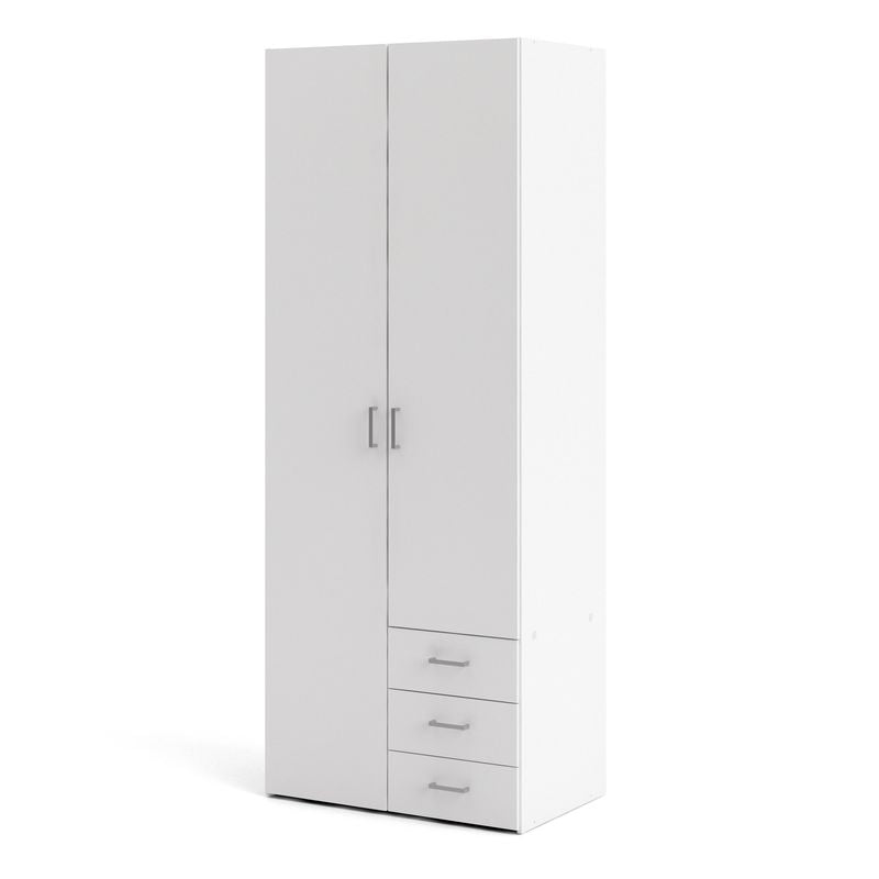 Space Wardrobe 2 Doors 3 Drawers in White 2001