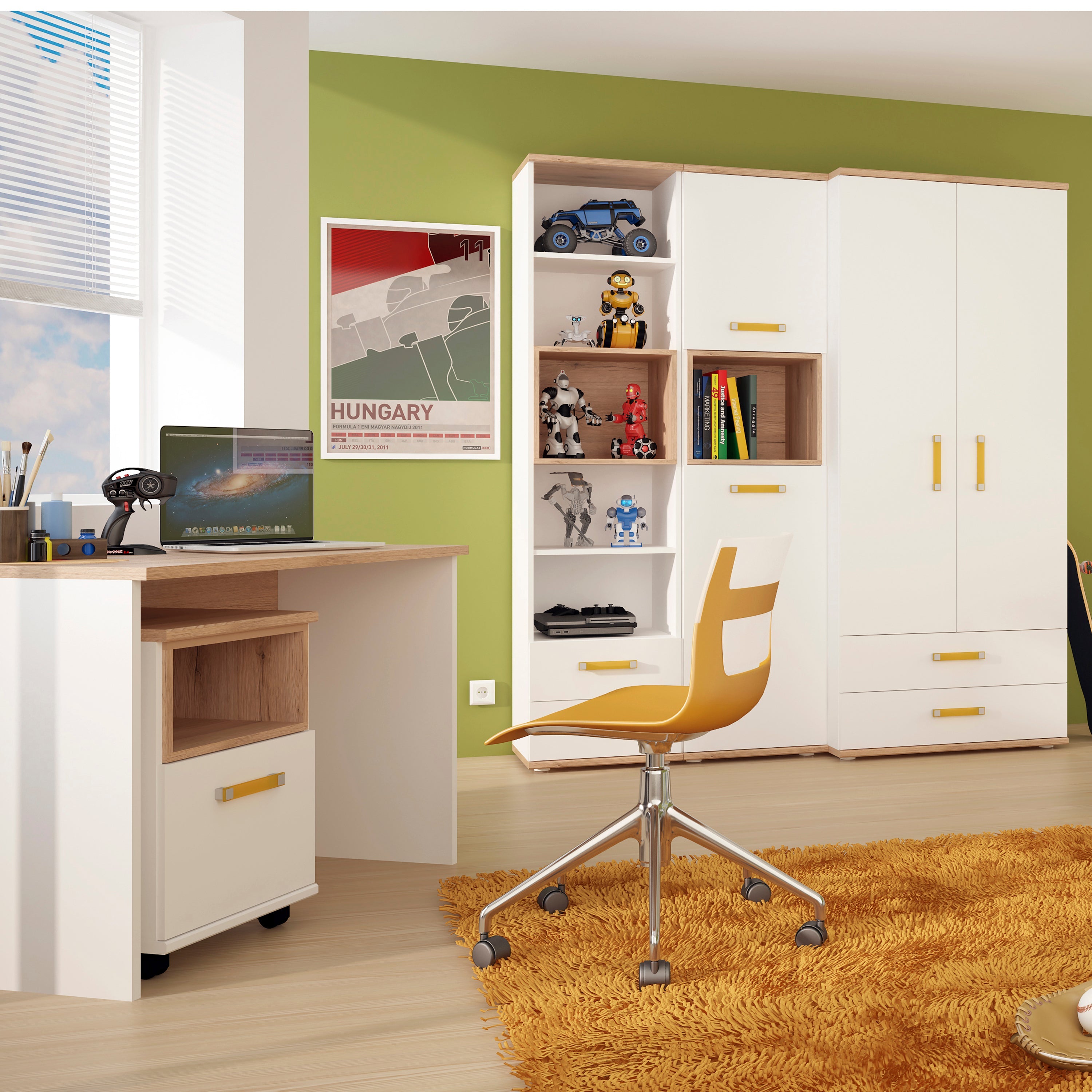 4KIDS Tall 2 Drawer Bookcase