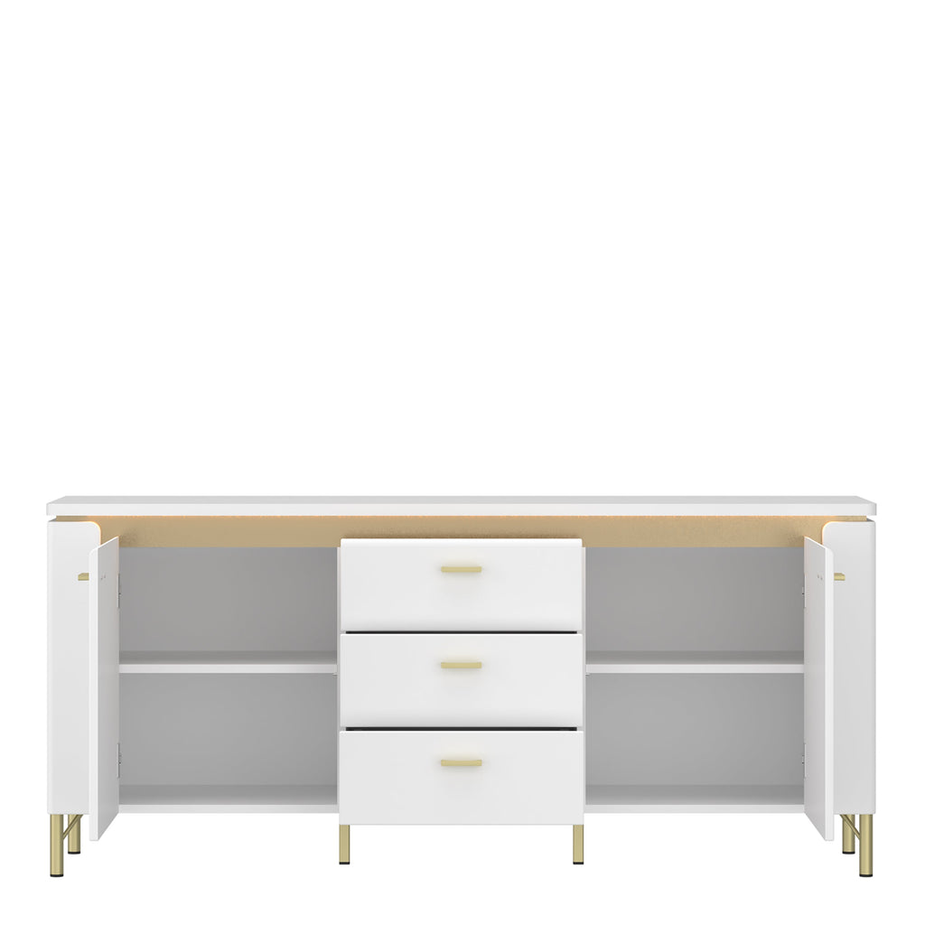 Lazio TV Cabinet 2 Door 3 Drawer in Alpine White/White Gloss