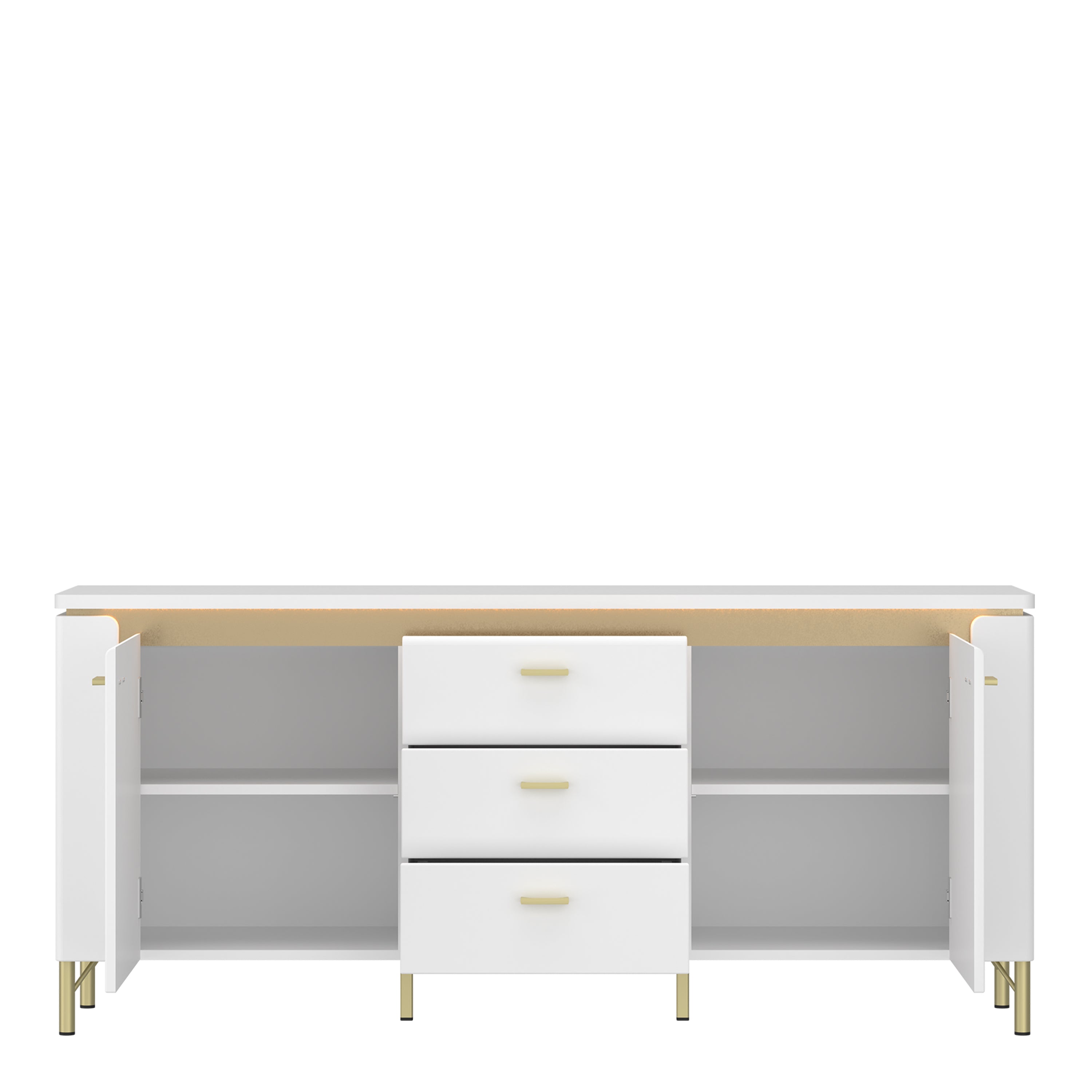 Lazio TV Cabinet 2 Door 3 Drawer in Alpine White/White Gloss