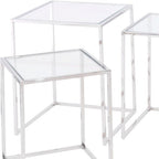 Linton Stainless Steel And Glass Set Of 3 Nesting Tables