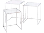 Linton Stainless Steel And Glass Set Of 3 Nesting Tables