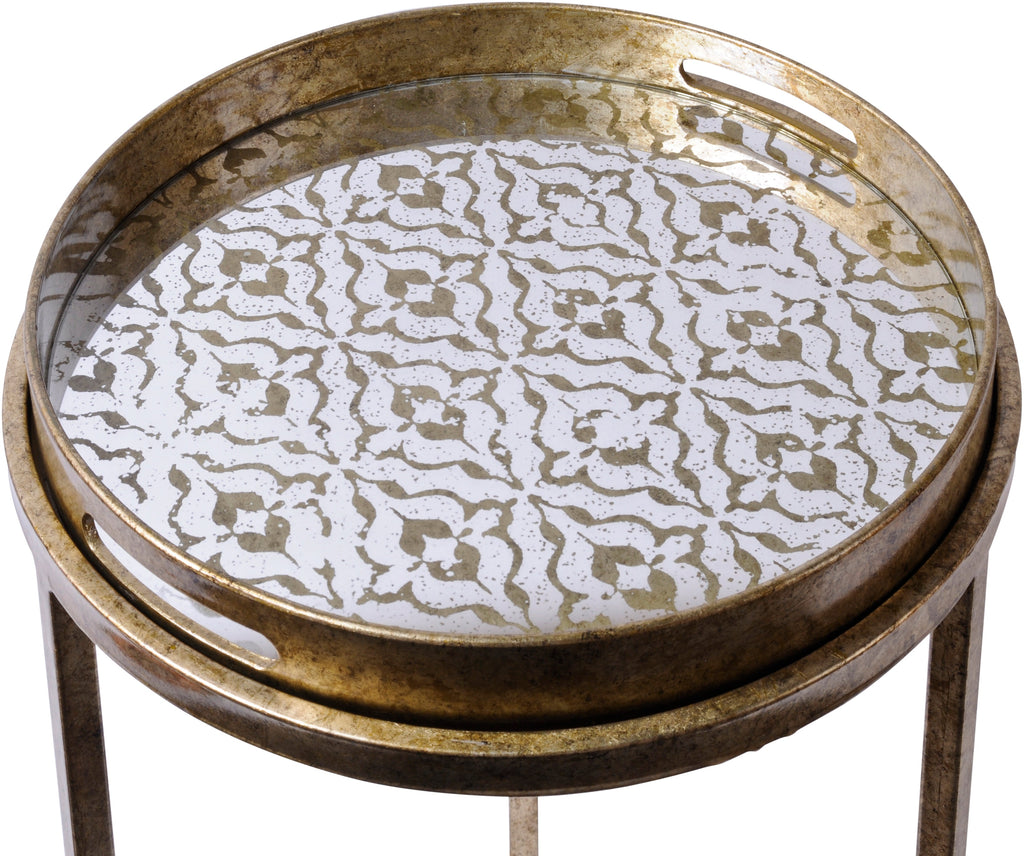 Vienna Antique Gold Diamond Set Of 2 Side Tray Tables
