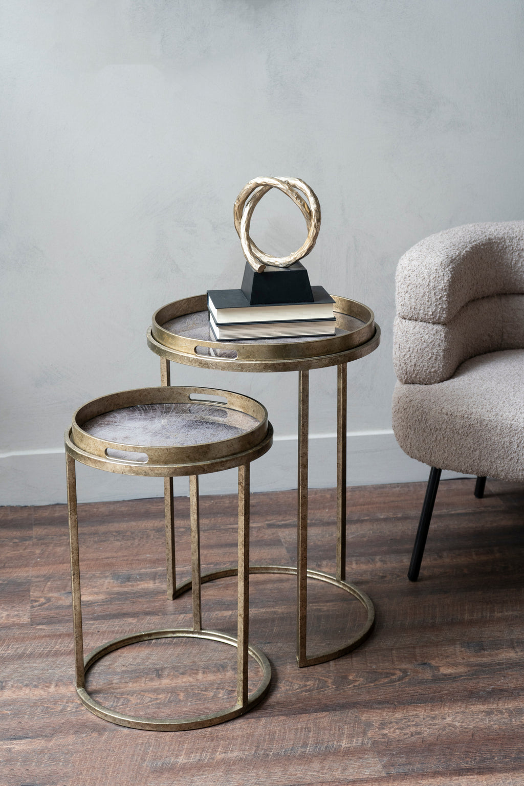 Vienna Antique Gold Atlas Set Of 2 Side Tray Tables