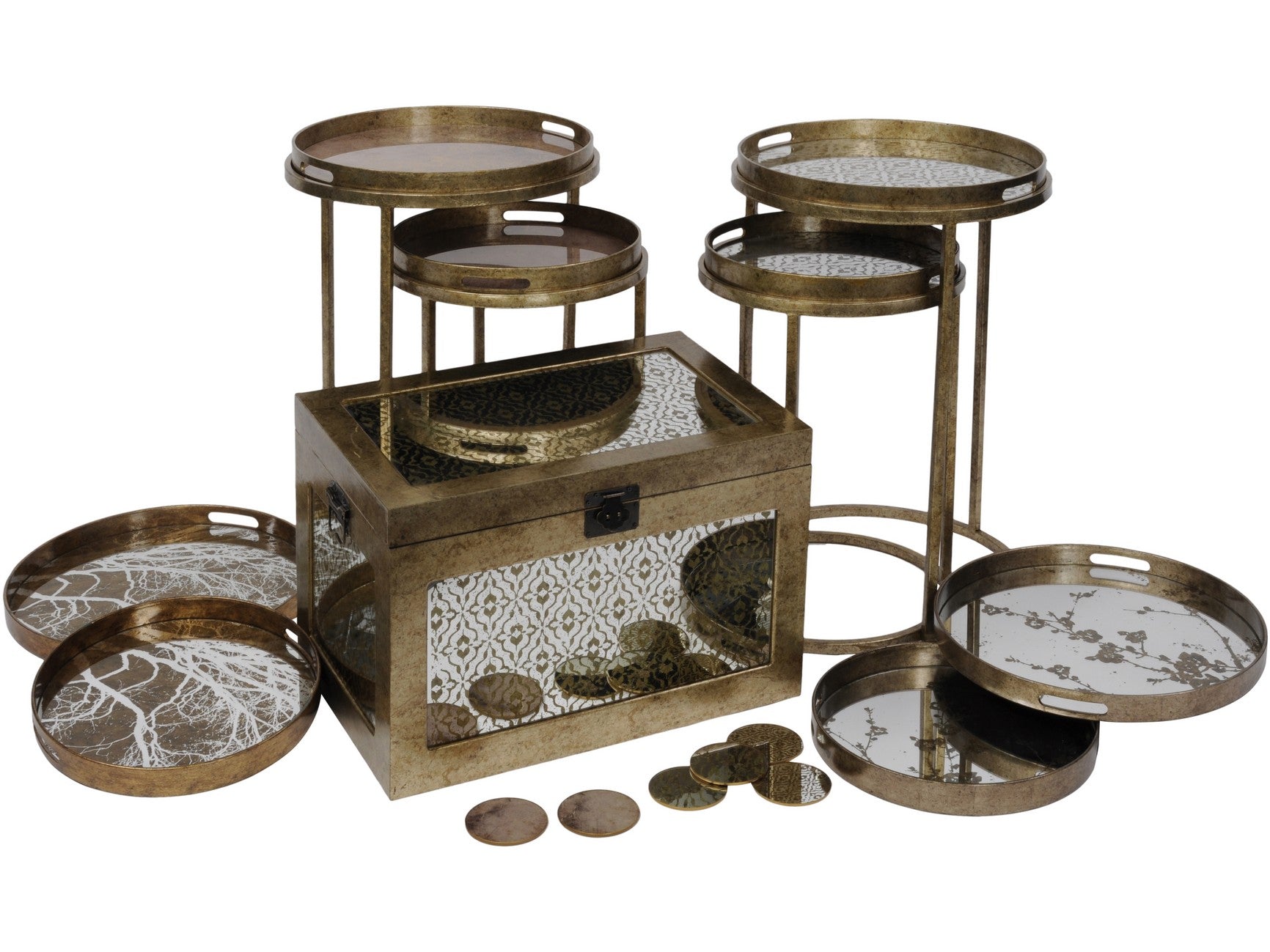 Vienna Antique Gold Atlas Set Of 2 Side Tray Tables