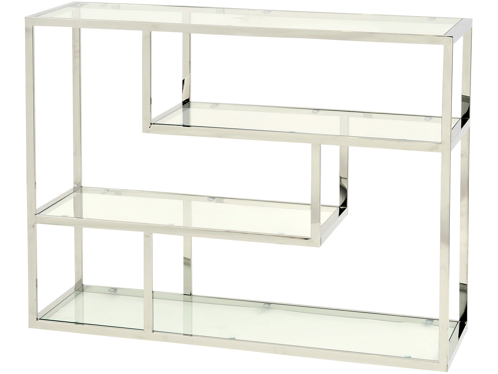 Linton Stainless Steel And Glass Small Modular Shelving Unit