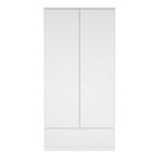 Naia Wardrobe with 2 Doors 1 Drawer in White High Gloss