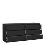 Naia Wide Chest of 6 Drawers (3+3) in Black Matt