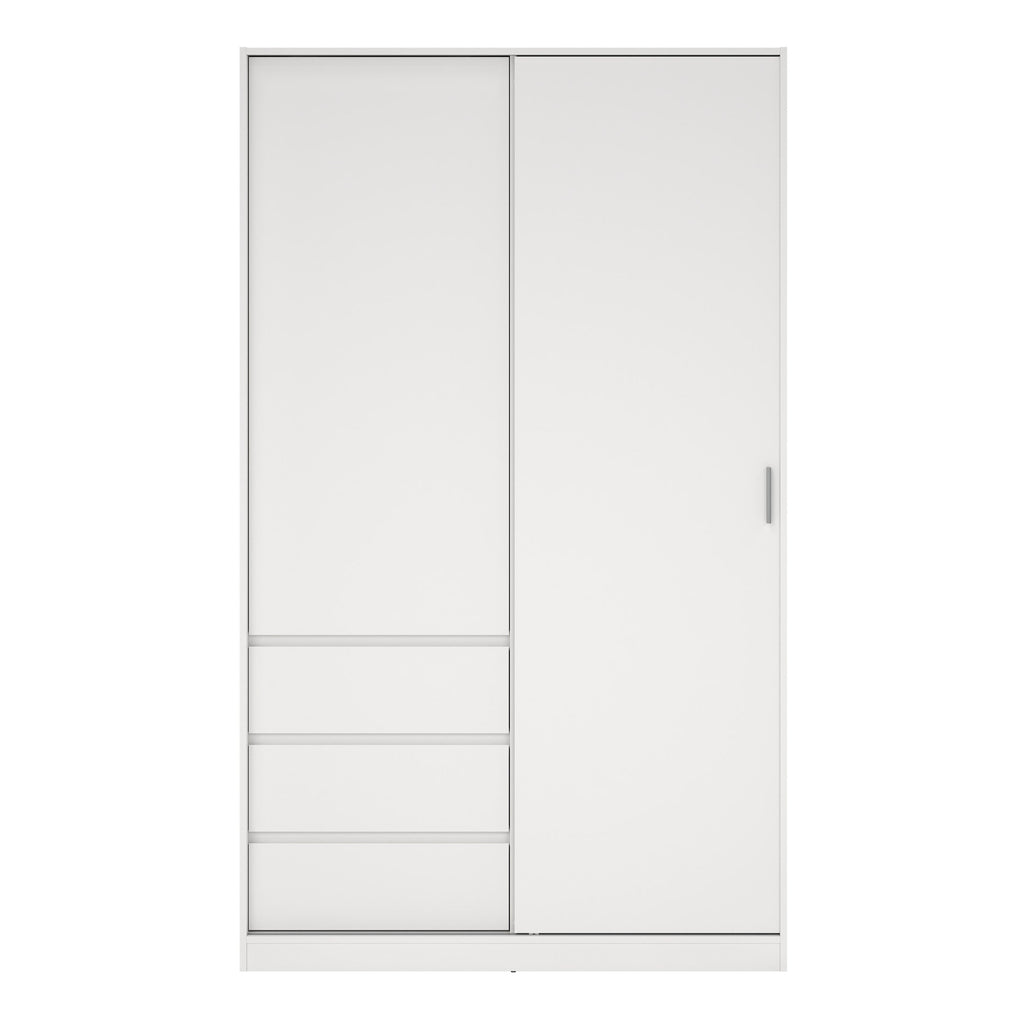 Naia Wardrobe with 1 Sliding Door and 1 Door + 3 Drawers in White