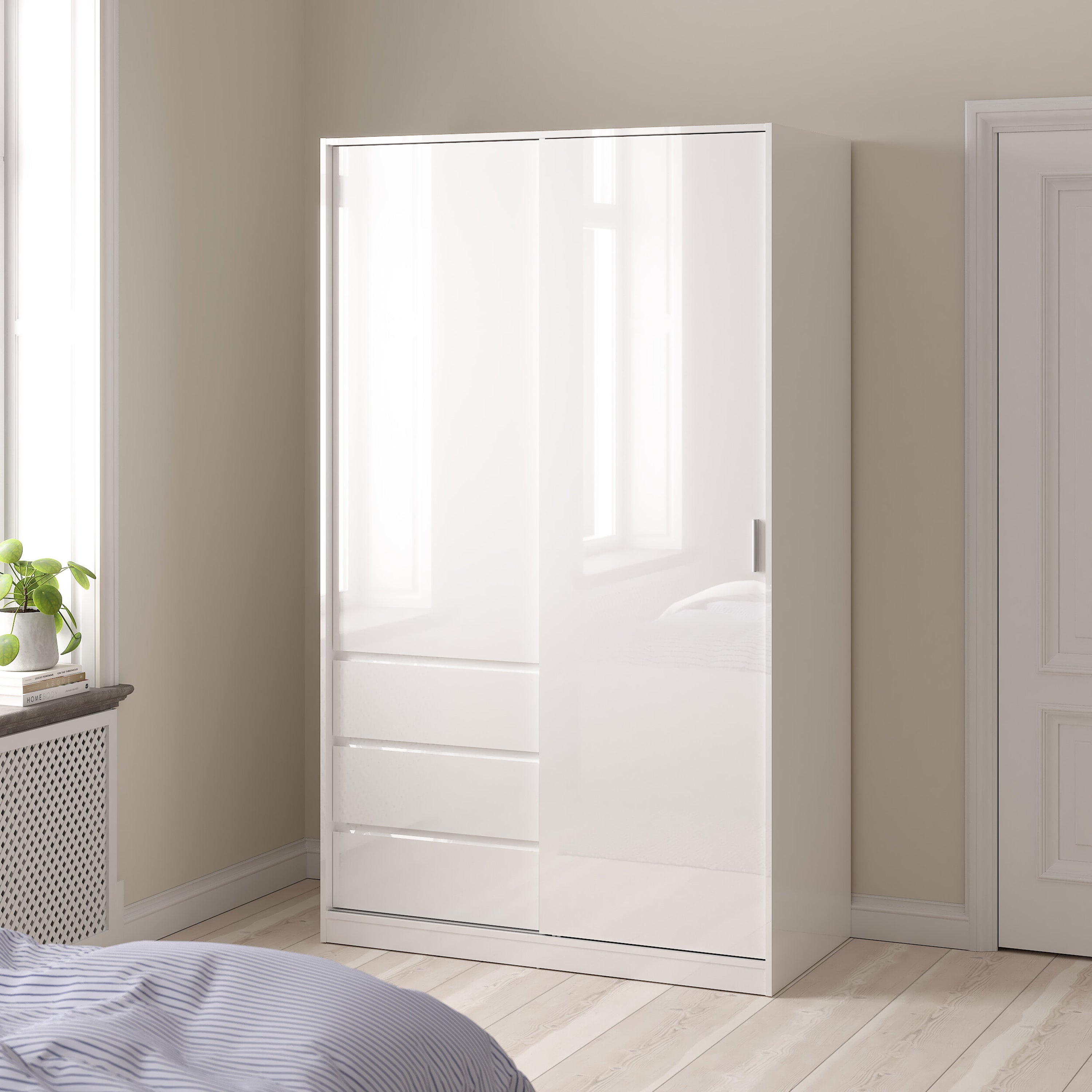 Naia Wardrobe with 1 Sliding Door 1 Door 3 Drawers