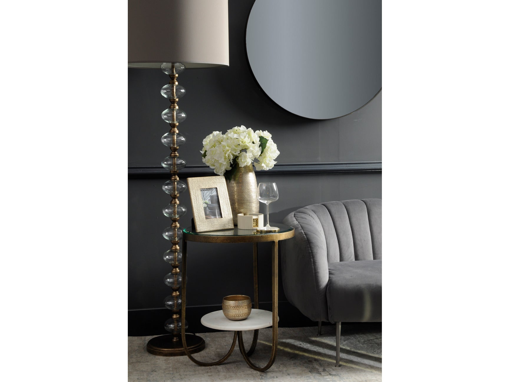 Nolita White Marble And Antique Gold Iron Side Table