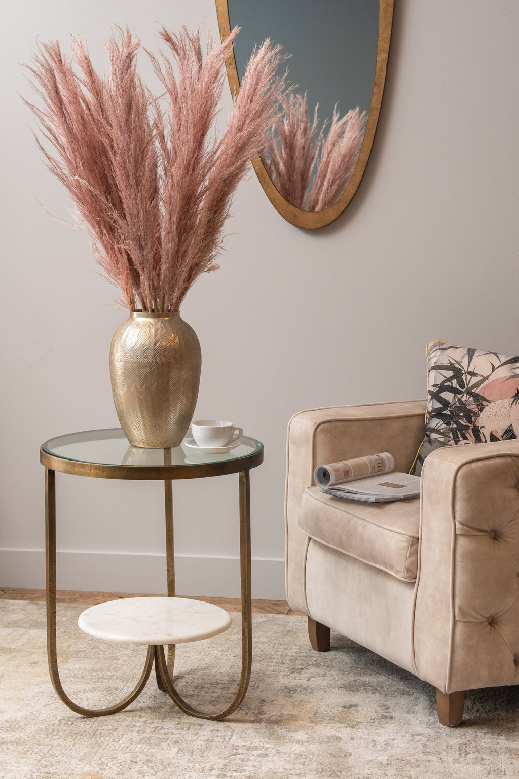 Nolita White Marble And Antique Gold Iron Side Table