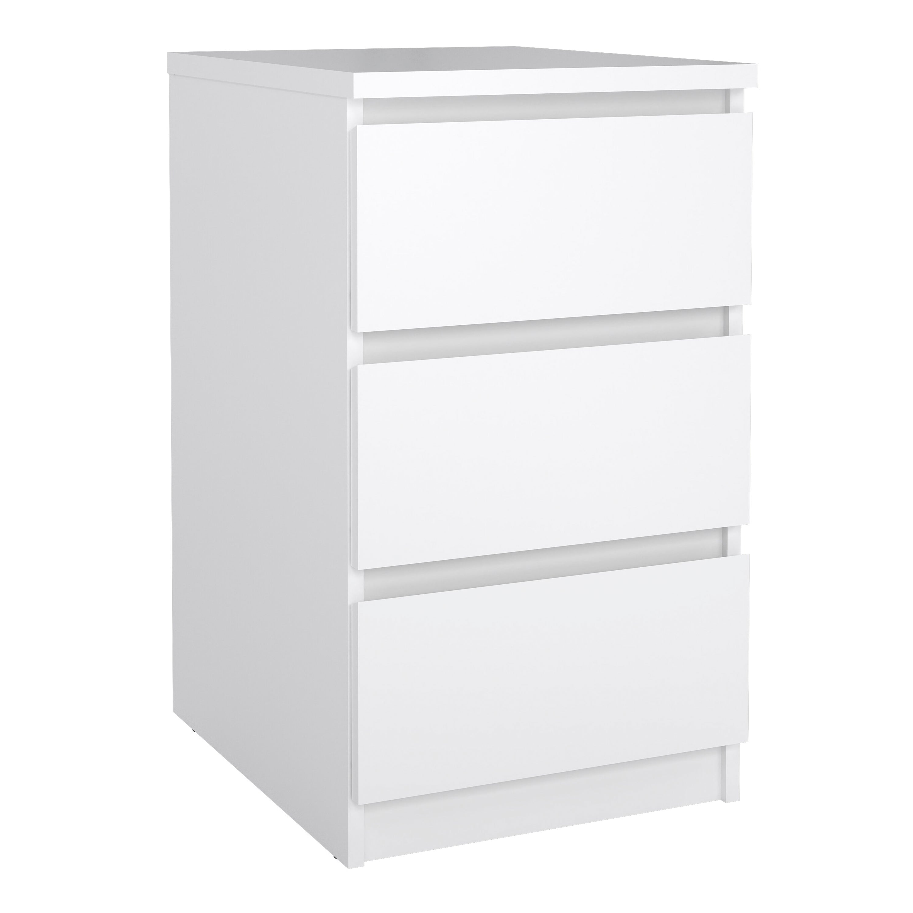 Naia Package - Bedside 3 Drawers + Chest of 5 Drawers + Wardrobe with 2 Doors + 1 Drawer in White High Gloss