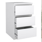 Naia Package - Bedside 3 Drawers + Chest of 5 Drawers + Wardrobe with 2 Doors + 1 Drawer in White High Gloss