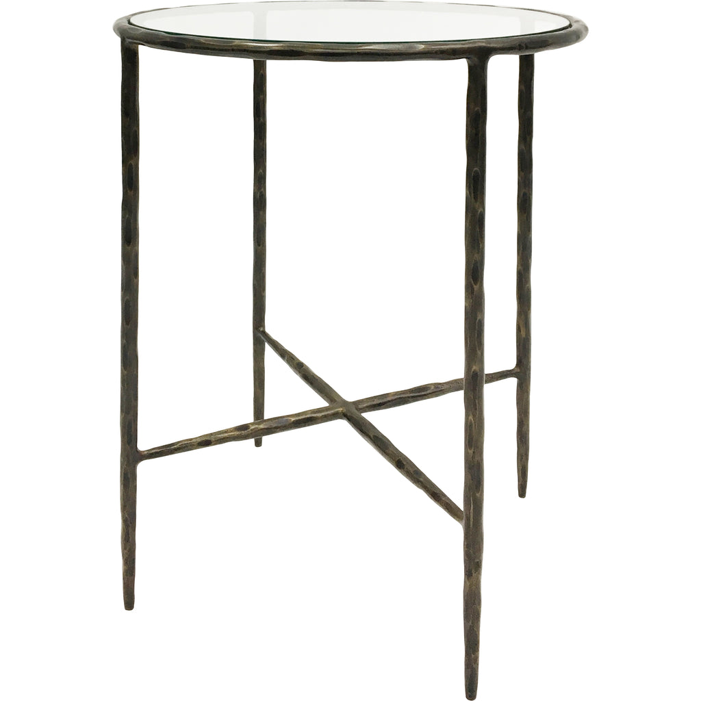 Patterdale Hand Forged Side Table Dark Bronze Finish with Glass Top
