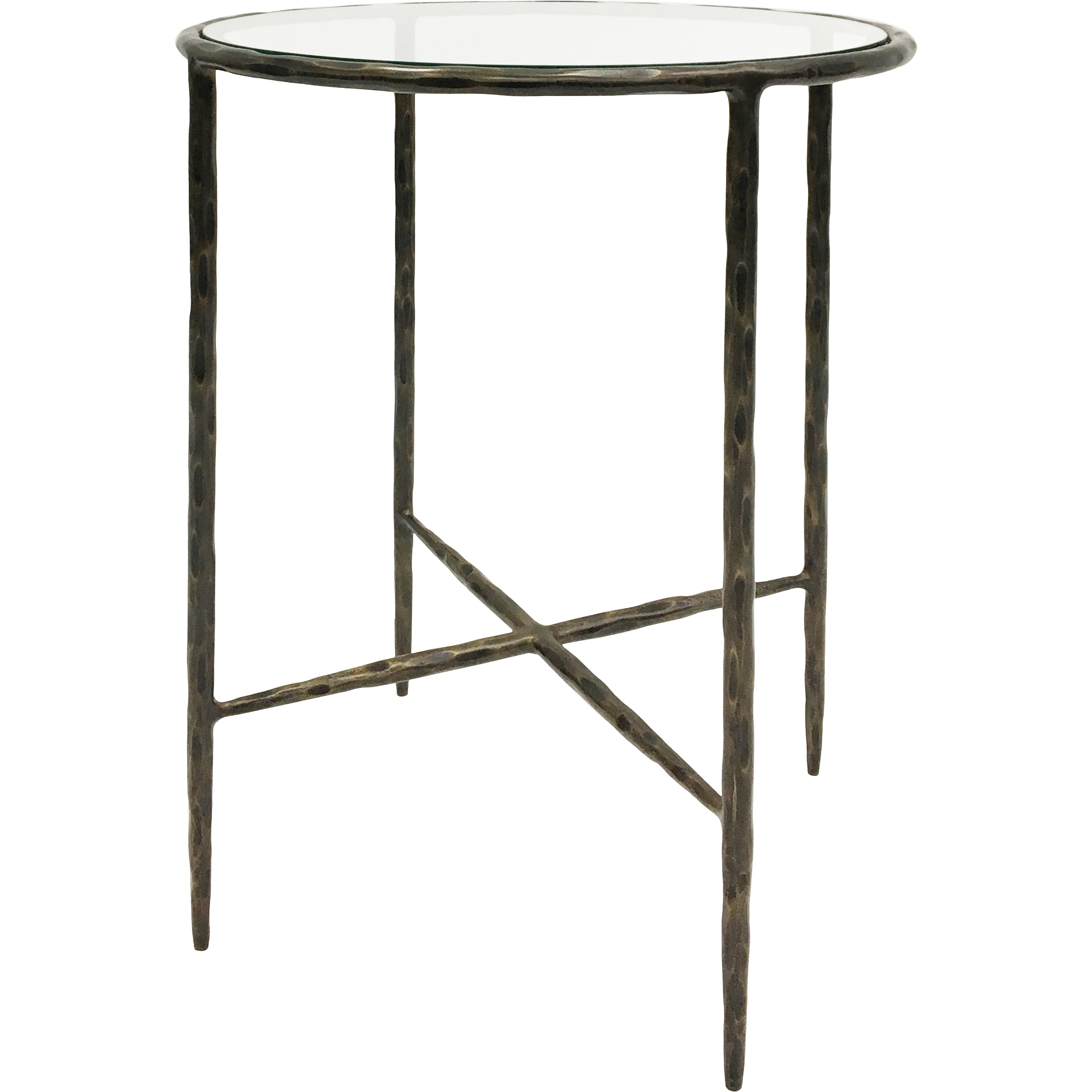 Patterdale Hand Forged Side Table Dark Bronze Finish with Glass Top