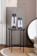 Patterdale Hand Forged Side Table Dark Bronze Finish with Glass Top