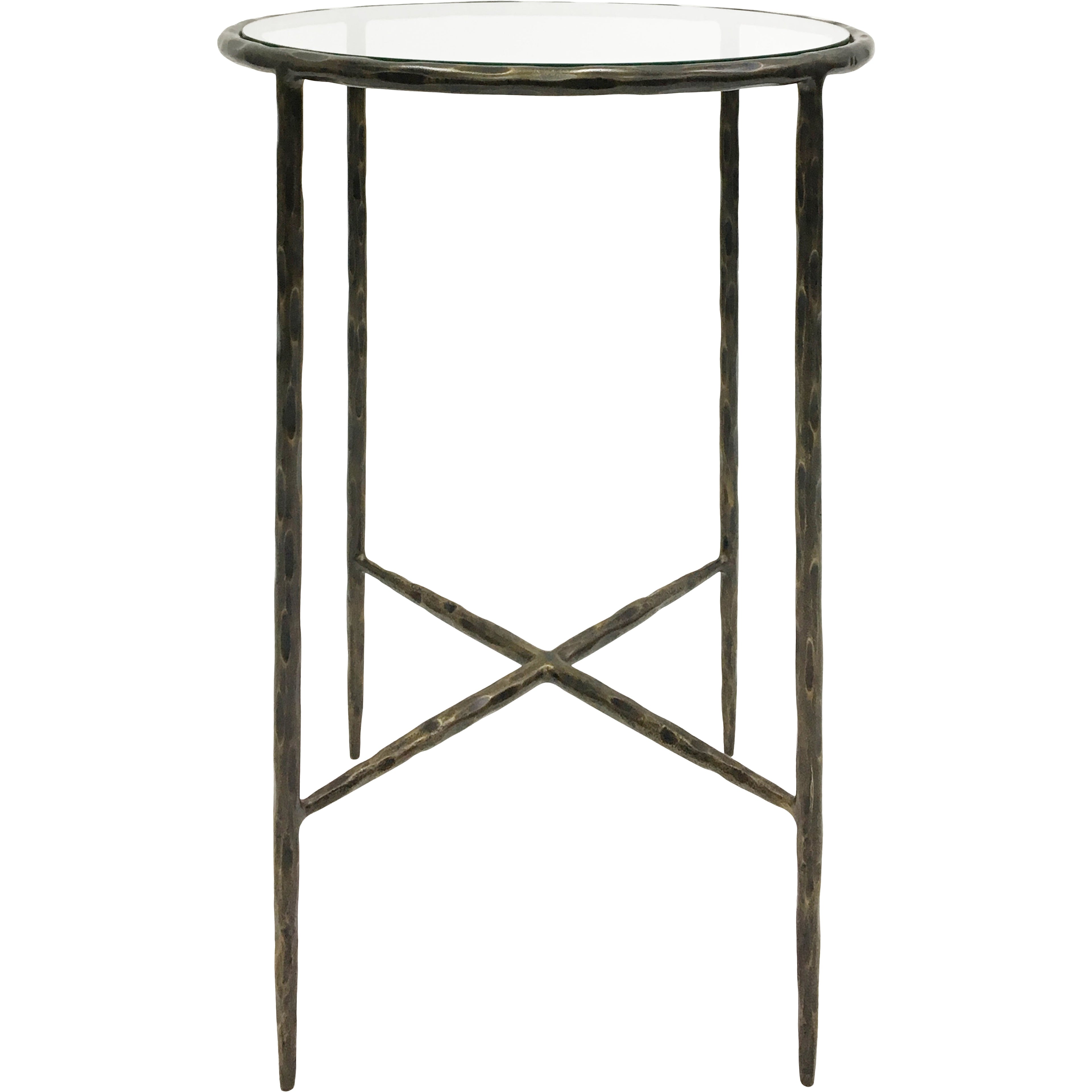 Patterdale Hand Forged Side Table Dark Bronze Finish with Glass Top