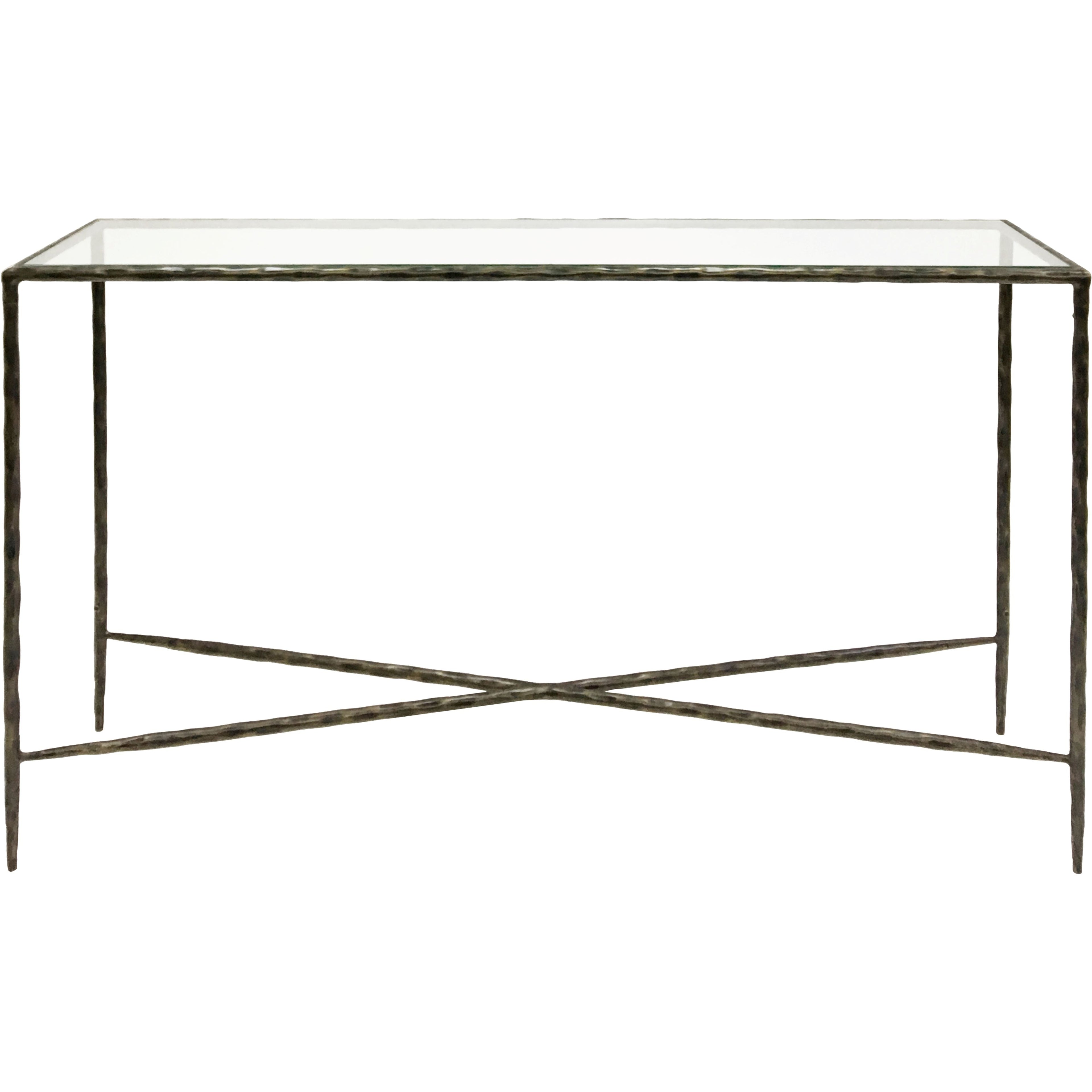 Patterdale Hand Forged Console Table Dk Bronze with Glass Top