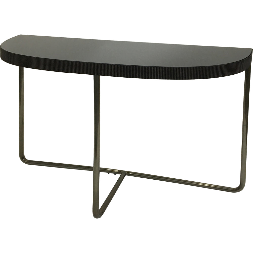 Knightsbridge Half Moon Console Table with Black Tinted Glass
