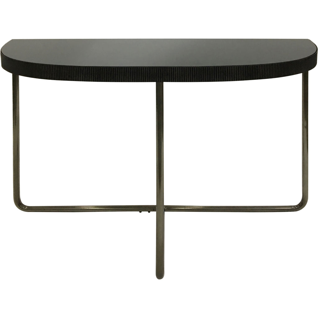 Knightsbridge Half Moon Console Table with Black Tinted Glass