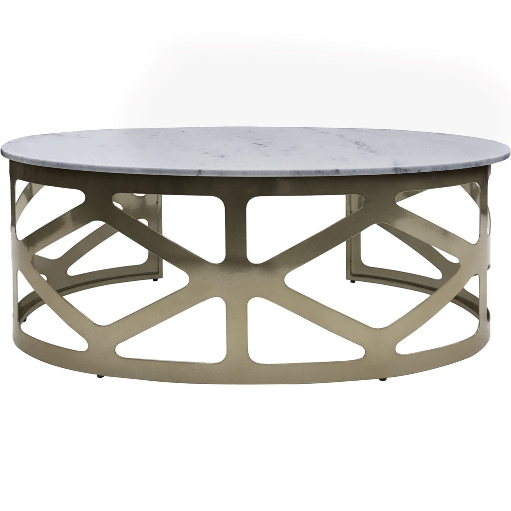 Metropolitan Coffee Table Metallic Black Nickel Finish with Grey Marble