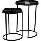 Vesuvius Black and Gold Set of 2 Side Tray Tables