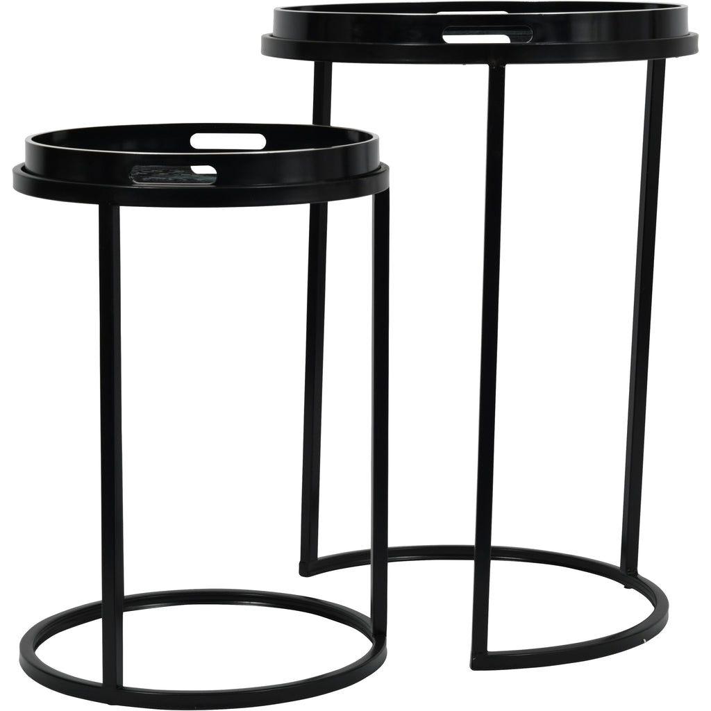 Monochrome Swirl Set of 2 Side Tray Tables