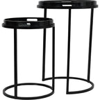 Monochrome Swirl Set of 2 Side Tray Tables
