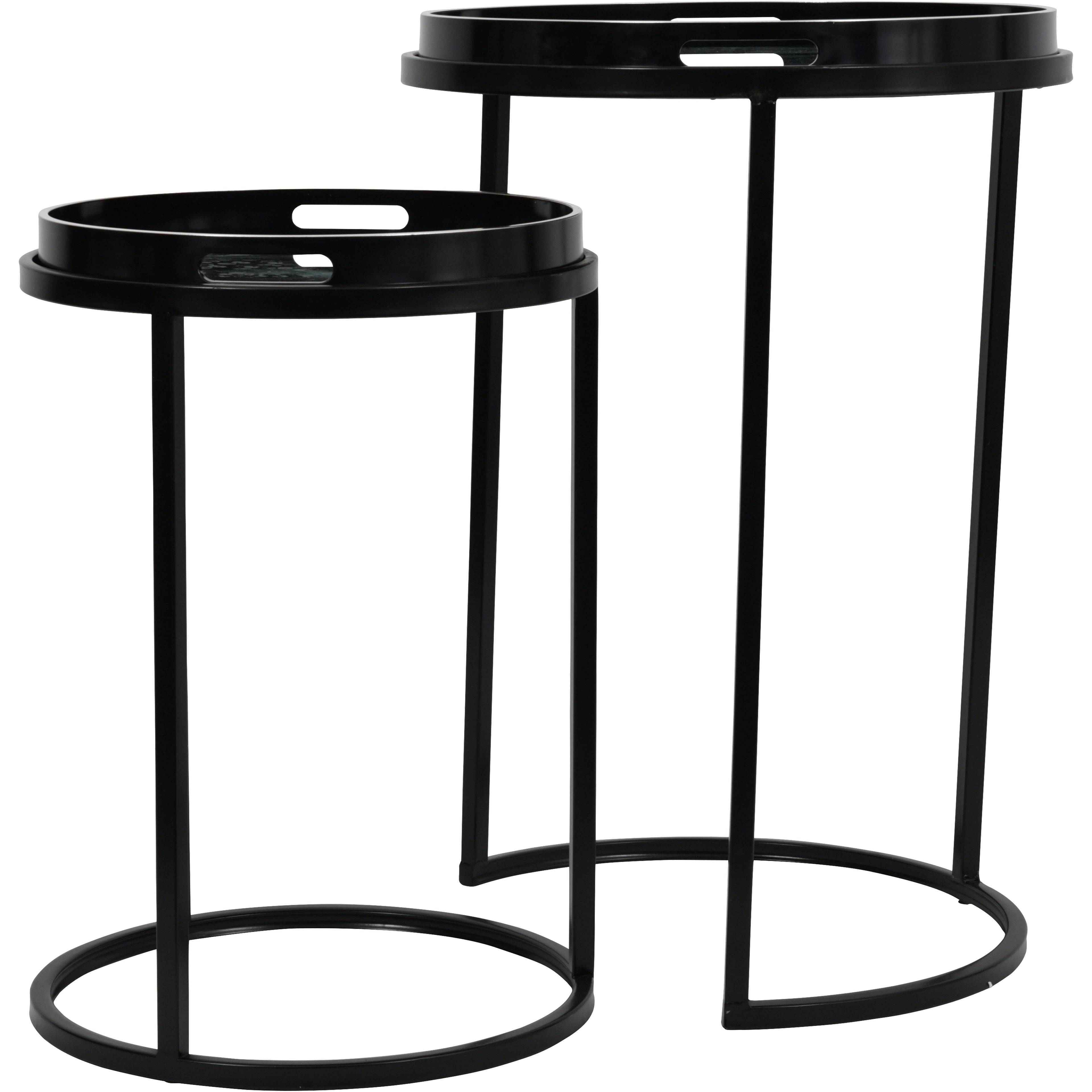 Monochrome Swirl Set of 2 Side Tray Tables