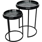 Monochrome Swirl Set of 2 Side Tray Tables