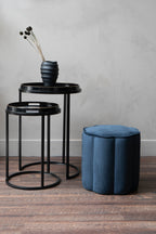 Scallop Footstool in Royal Blue Velvet