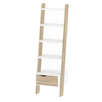 Oslo Leaning Bookcase 1 Drawer in White and Oak