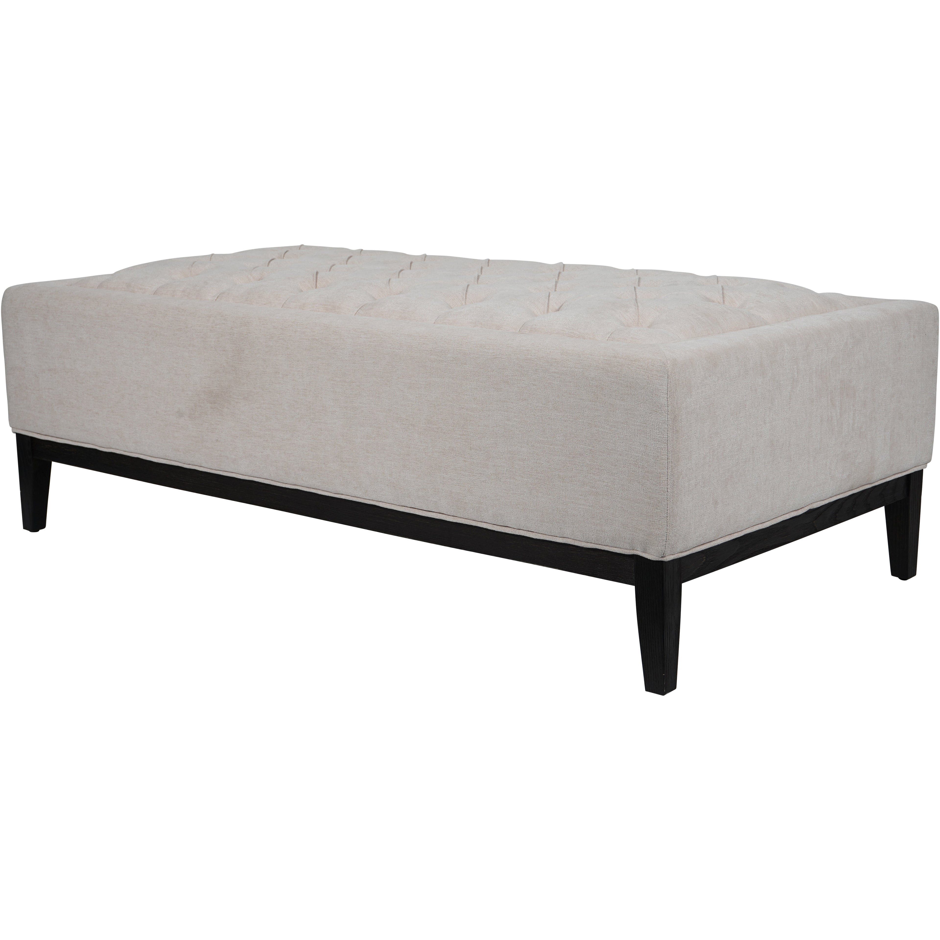 Theodore Buttoned XL Ottoman in Ivory Fabric