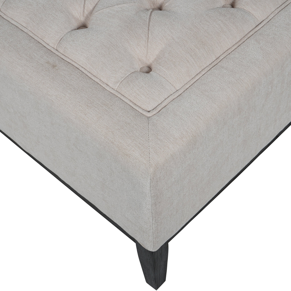Theodore Buttoned XL Ottoman in Ivory Fabric