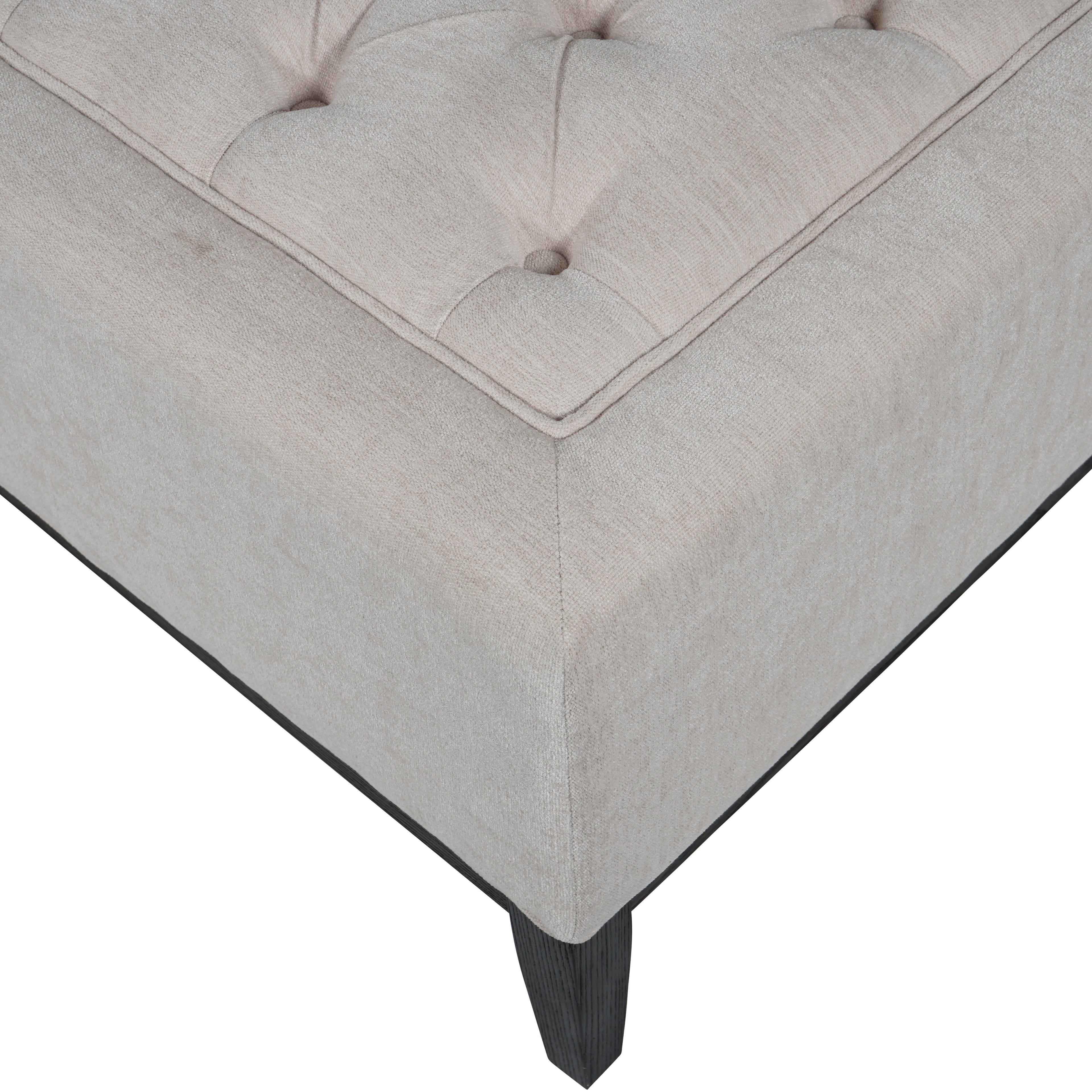 Theodore Buttoned XL Ottoman in Ivory Fabric