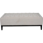 Theodore Buttoned XL Ottoman in Ivory Fabric