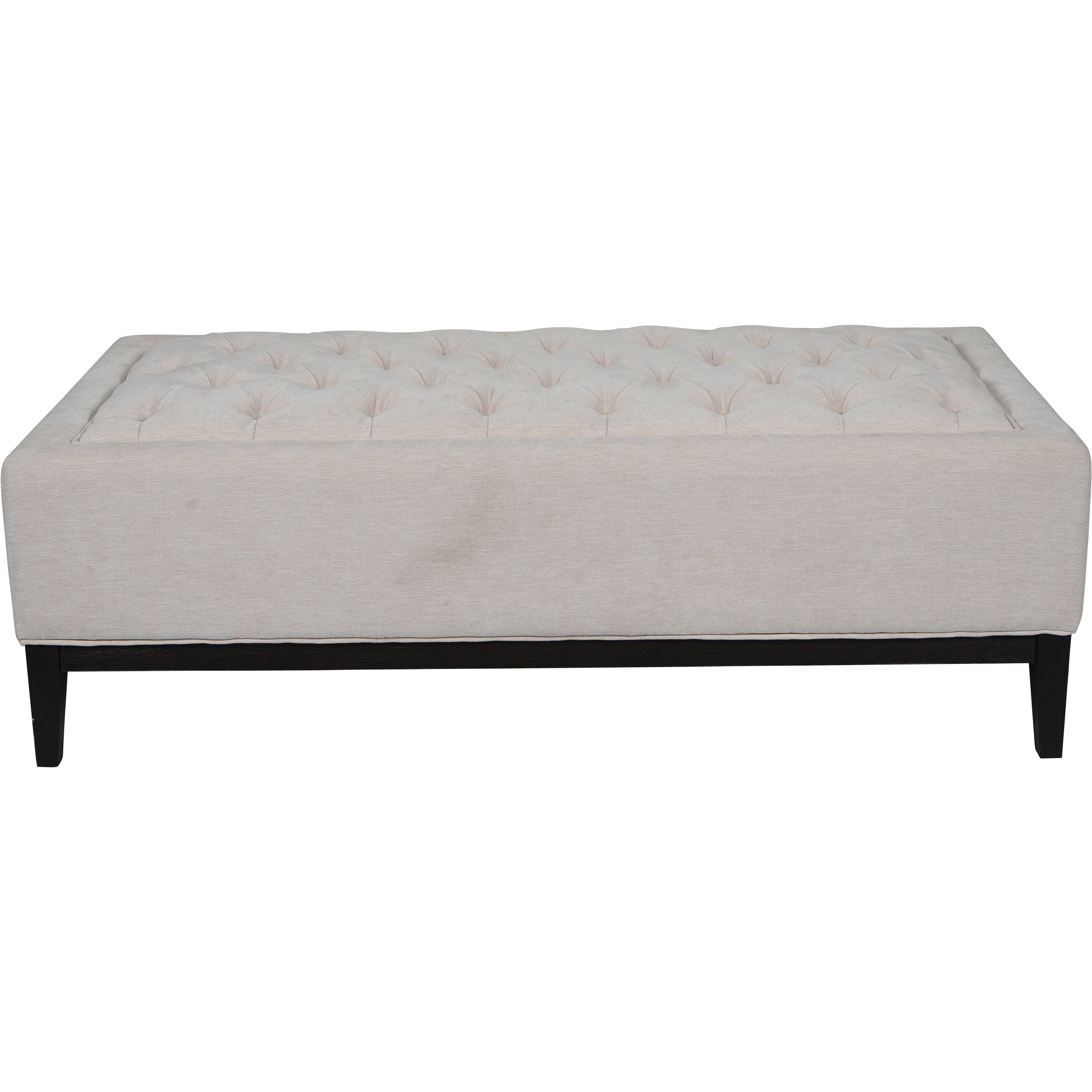 Theodore Buttoned XL Ottoman in Ivory Fabric