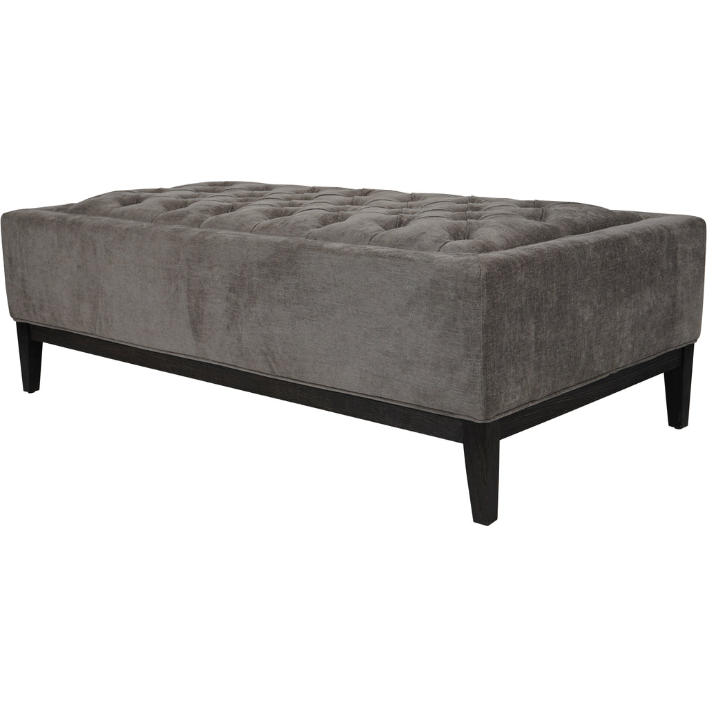 Theodore Buttoned XL Ottoman in Warm Grey Fabric