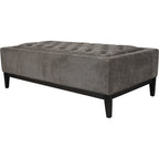 Theodore Buttoned XL Ottoman in Warm Grey Fabric