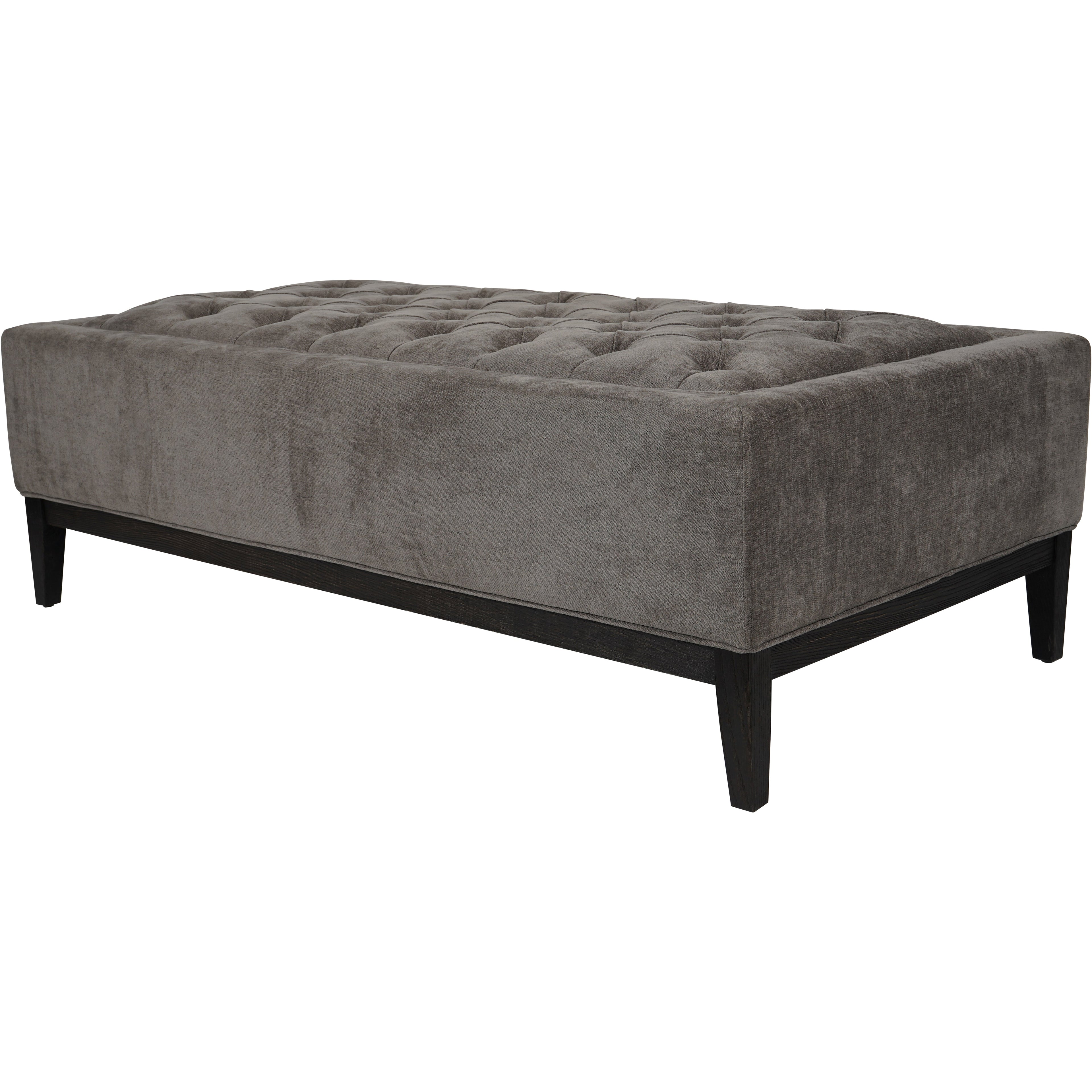 Theodore Buttoned XL Ottoman in Warm Grey Fabric
