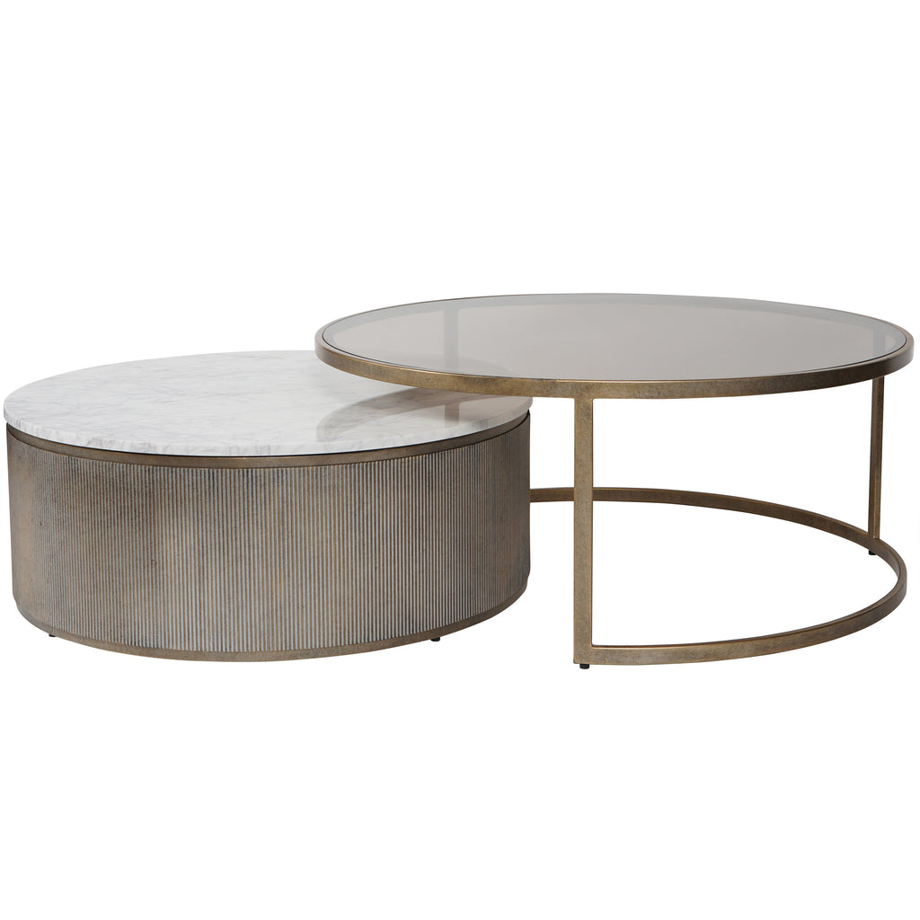 Belvedere Aged Gold Set of 2 Nesting Coffee Tables