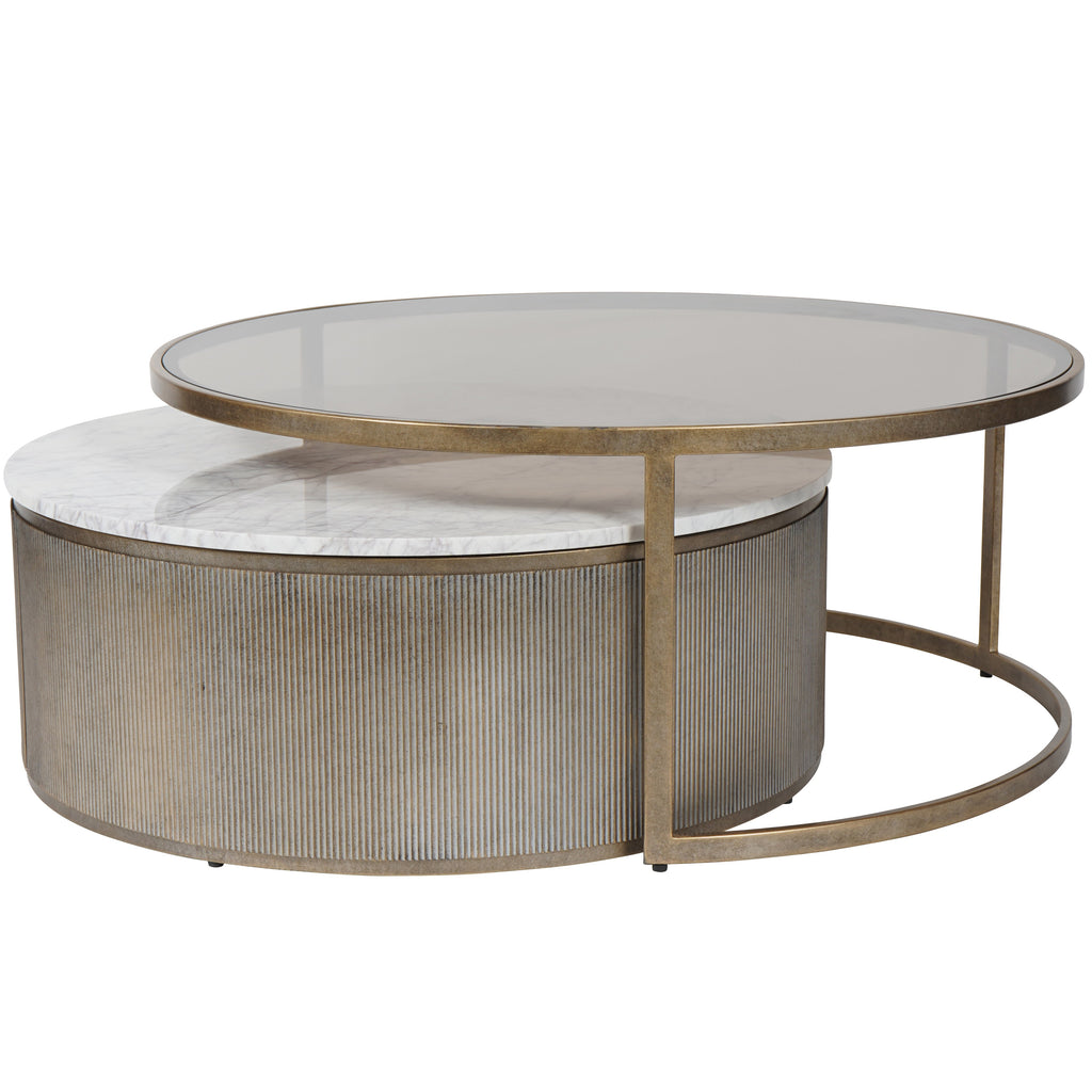 Belvedere Aged Gold Set of 2 Nesting Coffee Tables