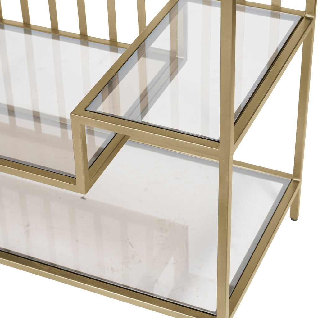 Westley Set of 2 Shelving Units in Dark Gold with Brown Tinted Glass