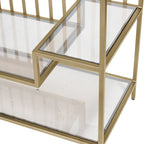 Westley Set of 2 Shelving Units in Dark Gold with Brown Tinted Glass