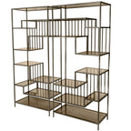 Westley Set of 2 Shelving Units in Dark Gold with Brown Tinted Glass
