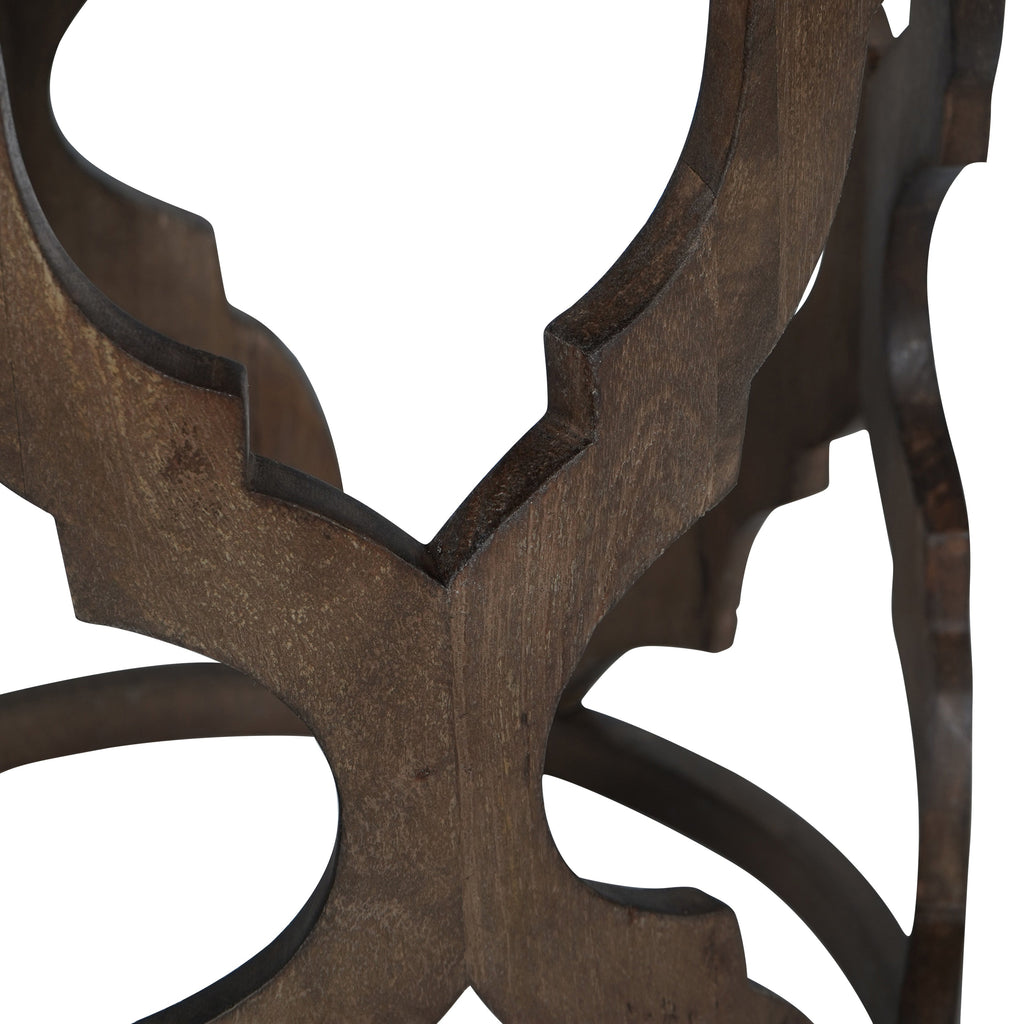 Kielder Solid Carved Wooden Set of 2 Nesting Side Tables in Dark Brown