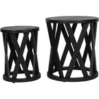 Cali Solid Wooden Set of 2 Nesting Side Tables in Black
