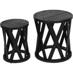 Cali Solid Wooden Set of 2 Nesting Side Tables in Black